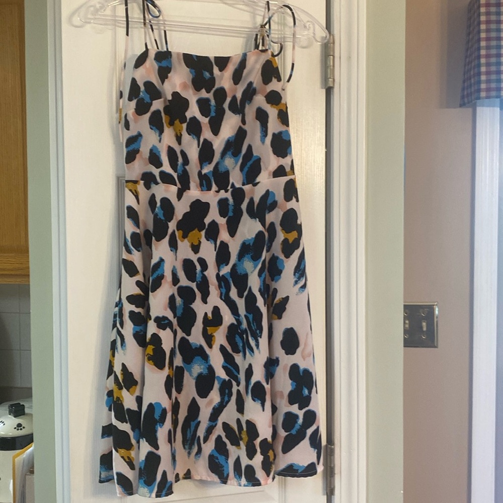 Multicolor adjustable strap zipper back dress